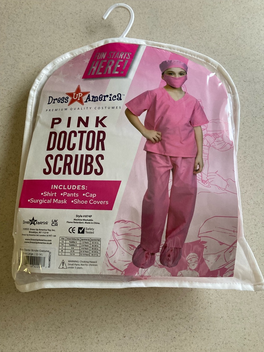 Pink Doctor Scrubs Kids Costume Size 10-12 Brand NWT